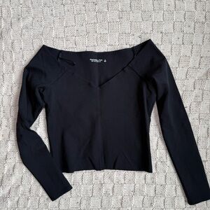 Abercrombie & Fitch Off Shoulder Black Long Sleeve Top